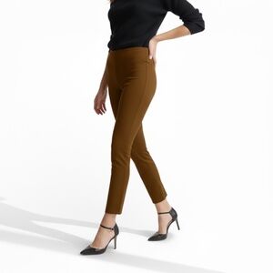 Quince Ultra-Stretch Ponte Pintuck Ankle Pants S Brown Roasted Pecan Minimalist